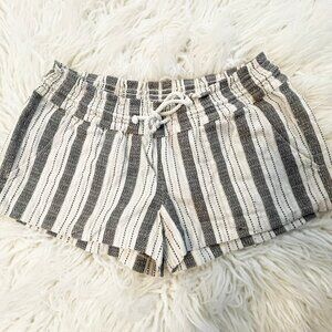 Roxy Drawstring Striped 100% Cotton Shorts, Size Large